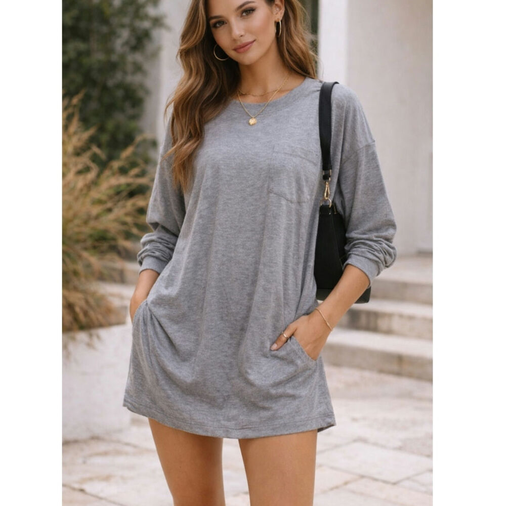 Sandy River T-Shirt Dress Size 2XL Heather Gray NWT Minimalist Casual